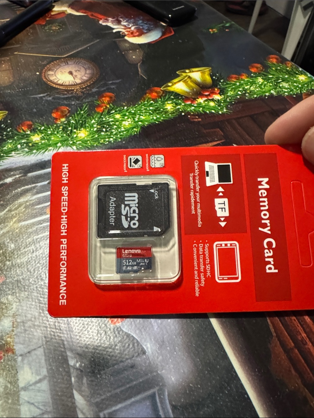 Lenovo Red MicroSD 512GB Card with Black SD Adapter
